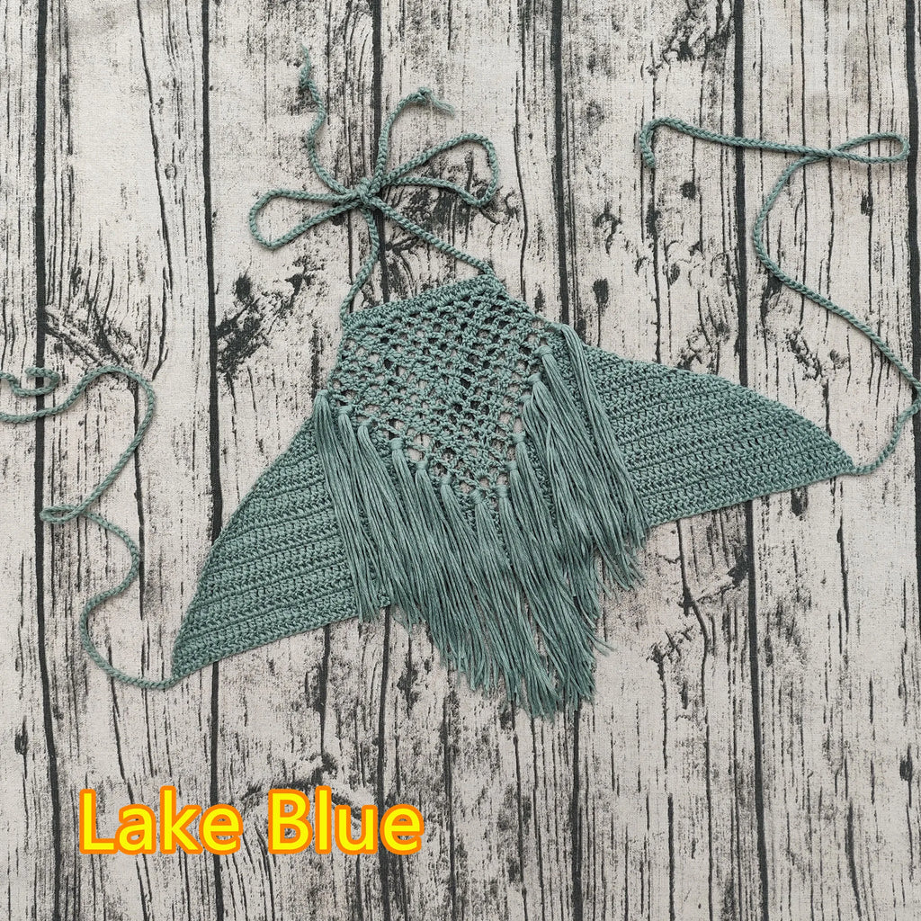 Handmade Crochet Lace Knit Boho Beach Bikini Cami Tank Crop Top Halter - Matrix Studios