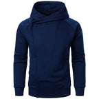 Autumn winter men's solid color hooded top Long sleeve side zipper design hoodie - Matrix Studios