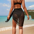 Women Short Sarongs Swimsuit Coverups Beach Bikini Wrap Sheer Short Skirt Chiffon Scarf Cover Ups for Swimwear - Matrix Studios