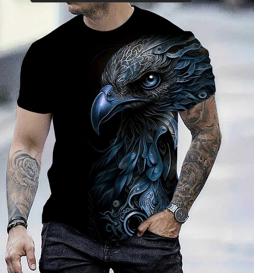 Men's Summer Fashion T-shirt Eagle 3D Printed Short sleeved T-shirt Summer Outdoor Leisure Quick drying Breathable T-shirt - Matrix Studios