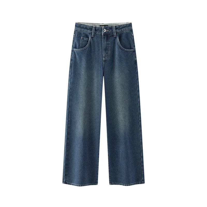 Semir Jeans Women Wide Leg Fleece Lined Comfortable High Waist Winter 2025 New Floor-Length Pants with Leg-Elongating Effect - Matrix-studios.com