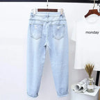 4XL 5XL Plus Size Jeans Woman High Waist Denim Trousers Loose Hole Ripped Jeans For Women Washed Summer Autumn Jean Femme C7419 - Matrix-studios.com