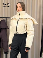 Fashion Hooded One-Piece Ski Jumpsuit Women Stand Collar Zipper High Waist Solid Windproof Outwear 2026 Winter Lady Skiwear New - Matrix Studios