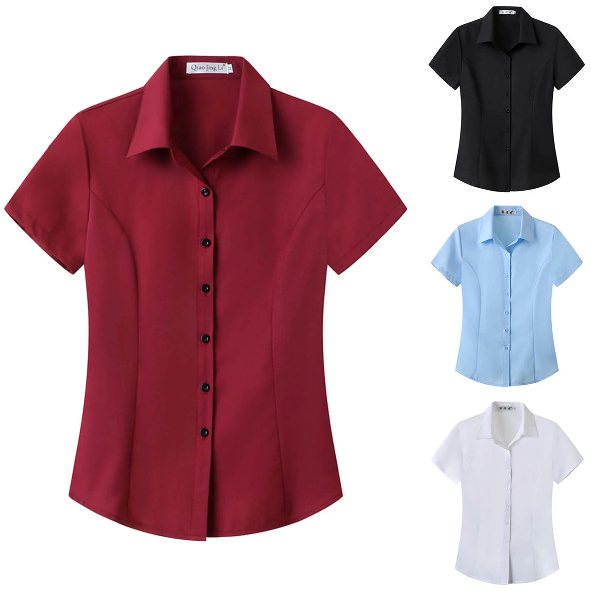 Women's Short-sleeved Slim-fitting White Large Size Business Wear Short-sleeved Women Shirt Women Tops Blouse Women - Matrix-studios.com