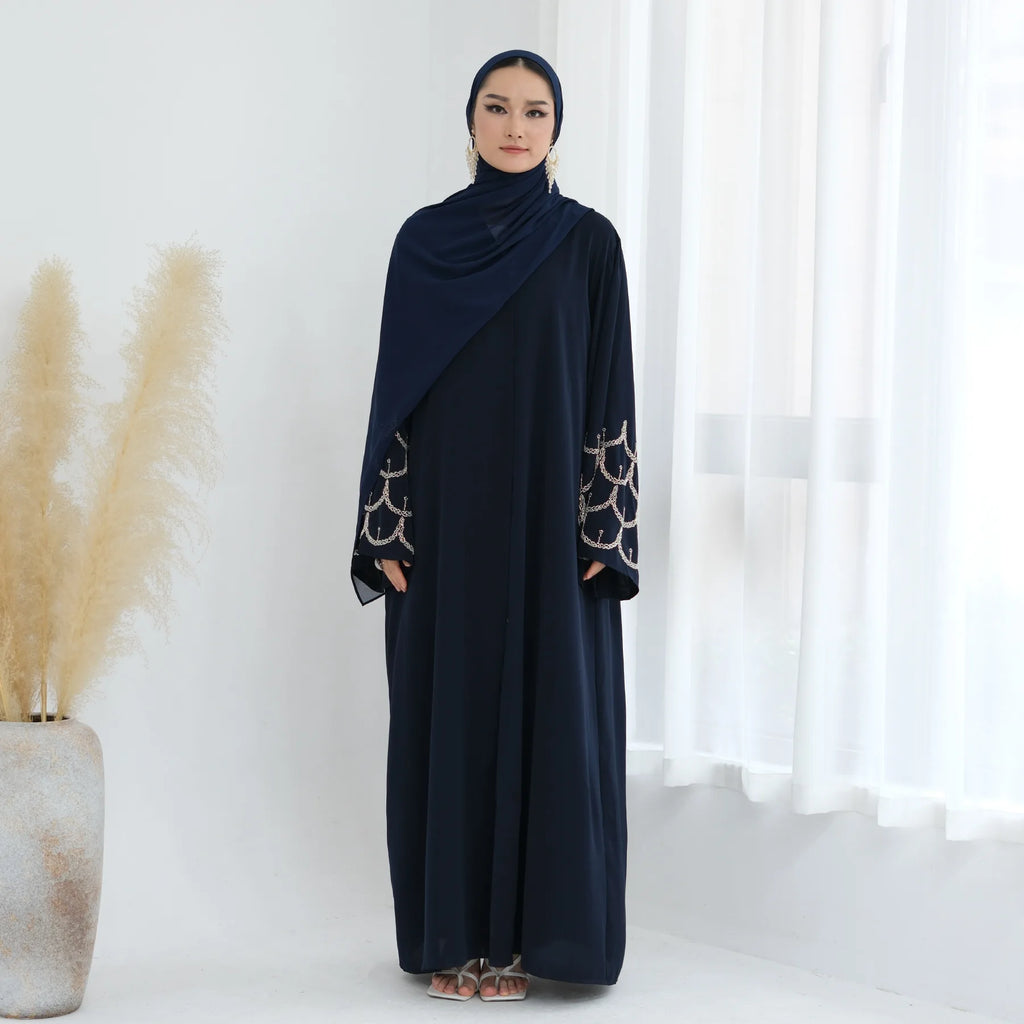 2025 Middle Eastern Islam Outfit for Muslim Women Luxury Dubai Modest Abaya Dress Eid Arabic Cardigan Plain Turkey Kaftan Robe - Matrix-studios.com