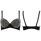 Silver Rivets Punk Rave Bralette Lingerie Gothic Bra Top Sexy Push Up Brassiere Nightclub Party Bar Fashion Hot Bras for Women - Matrix Studios