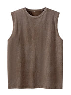Men's Washed Sleeveless Tank Top 230G Heavyweight 100% Cotton Vintage Oversized Casual Summer Streetwear Shirt Vest - Matrix Studios