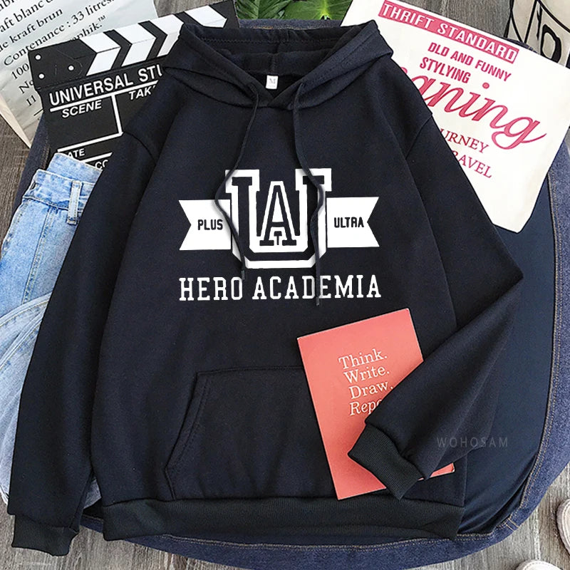 Harajuku Anime Manga UA My Hero Academia Logo Hoodies Sweatshirt Men Long Sleeve Streetwear Women Patchwork Winter Sweatshirts - Matrix Studios