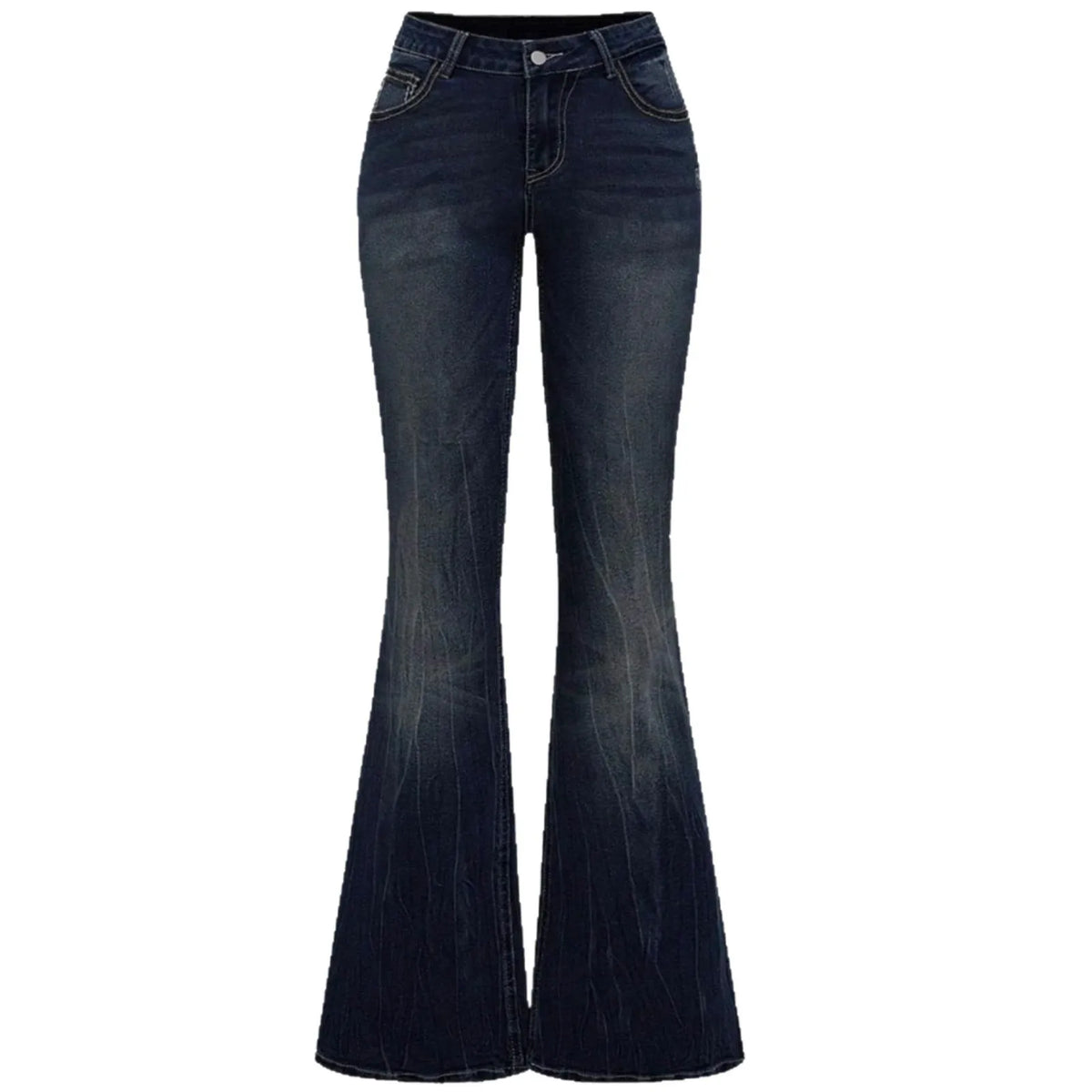 Jeans Flare Pants Women Vintage Boot Cut Embroidery Pockets Rhinestone Washed Female Distressed Denims Trousers Streetwear - Matrix-studios.com