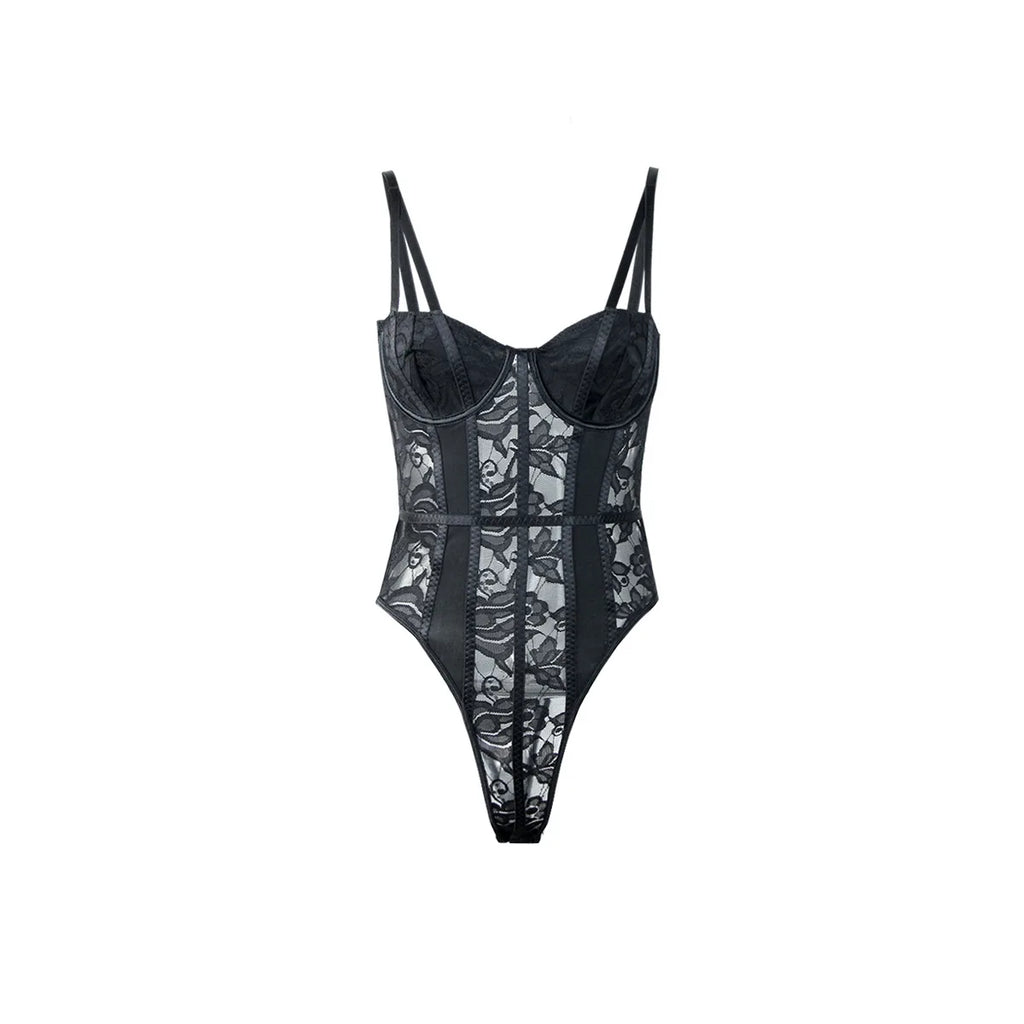 Sexy Lace Bodysuit for Women Bodies Elegant Women's Top 2025 New Summer Solid Bodycon Ribbed Bodysuits - Matrix-studios.com