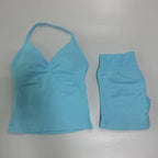 No Logo 2Pcs Gym Set Women Backless Tank Tops High Waist Scrunch Seamless Shorts Gym Suit Fitness Clothes Activewear Workout Set - Matrix-studios.com
