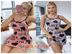 Summer New Women's Nightgown Beauty Back Thin Section Of Home Wear Sexy Halter Short Skirt Love Cartoon Cute Printing Pajamas - Matrix-studios.com