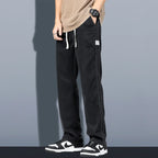 Summer Soft Lyocell Fabric Men's Jeans Thin Loose Straight Pants Drawstring Elastic Waist Korea Casual Trousers Plus Size M-5XL - Matrix Studios