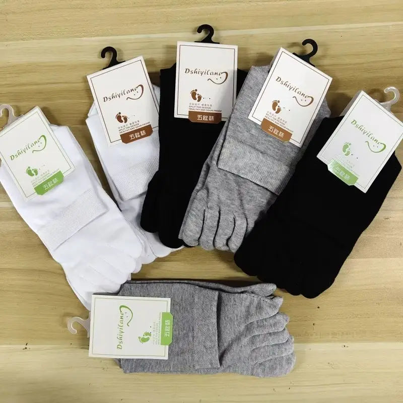 Unisex Toe Socks Men and Women Five Fingers Socks Breathable Cotton Socks Sports Running Solid Color Black White Grey happy Soks - Matrix Studios