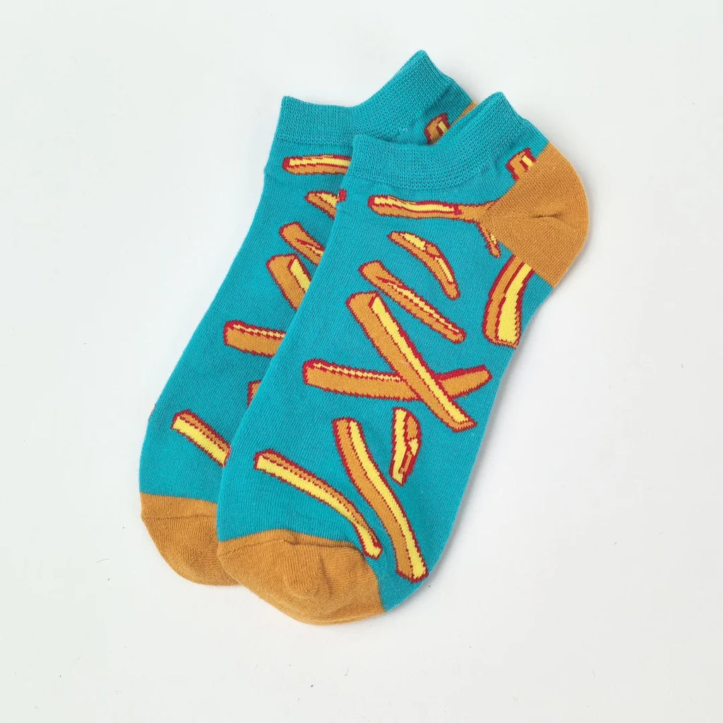 1 Pair Unisex Funny AB Style Tomato Ketchup French Fry Printed Mid-Calf Socks Suit In All Seasons - Matrix Studios