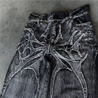 Gothic Retro Baggy Unisex Mopping Pants Y2K Phantom Jeans High Street Spider Embroidered Patch Hip Hop Streetwear Straight Jeans - Matrix Studios