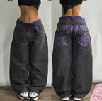 2025 Fashion New Oversized Pattern Printing Baggy Jeans Men Y2K Street Vintage Rock Casual Straight High Waist Wide Leg Trousers - Matrix Studios