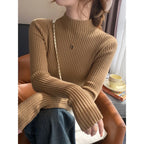Solid Color Slim Tops Chic Autumn Winter 2026 Pullovers Women Long Sleeve Casual Turtleneck Warm Basic Sweater Knit Jumpers - Matrix-studios.com