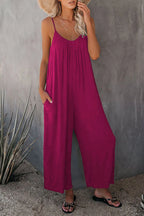 2026 High-Quality Strap Summer New Thick Pure Color Pocket Casual Women's Overall Pants - Matrix Studios