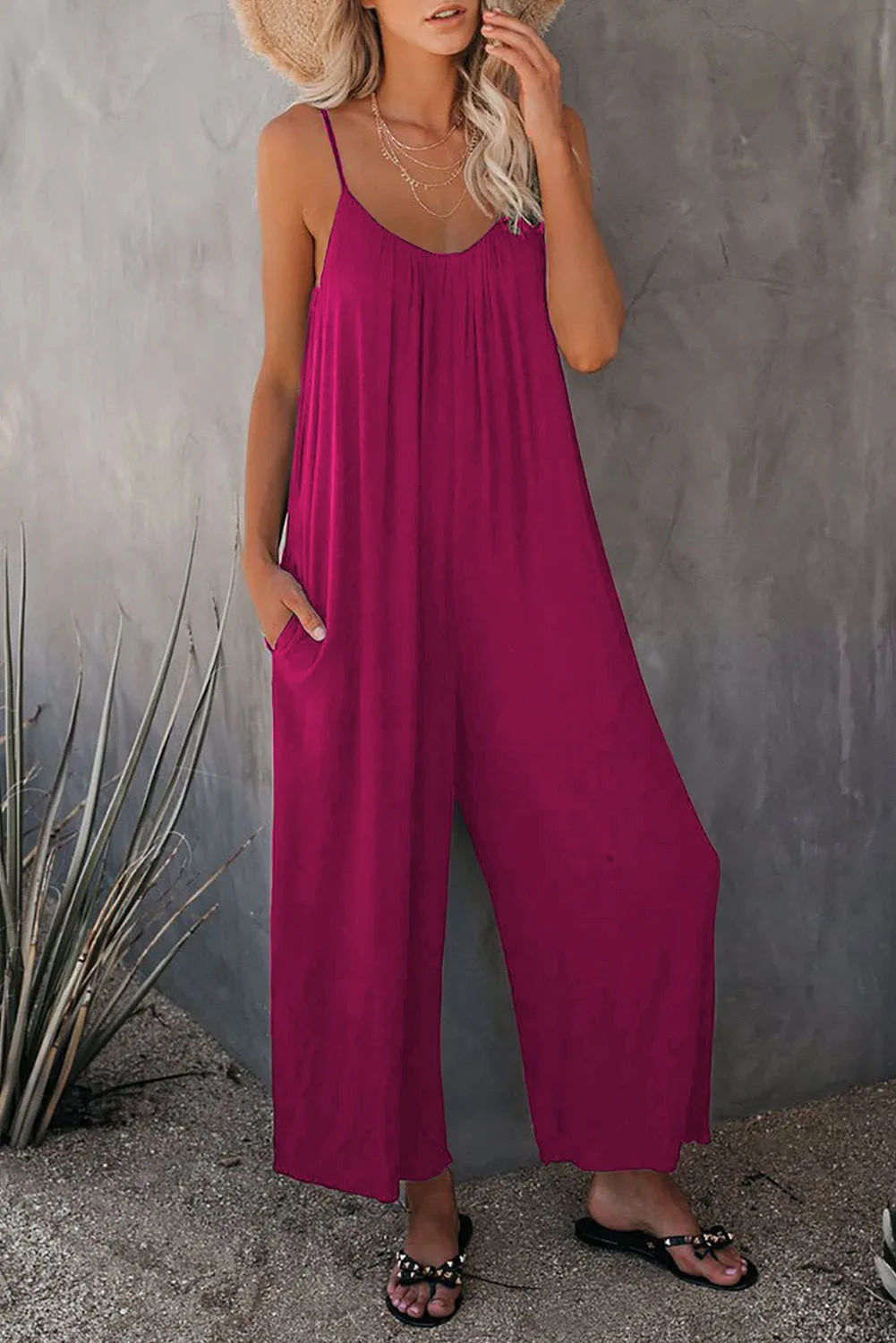 2026 High-Quality Strap Summer New Thick Pure Color Pocket Casual Women's Overall Pants - Matrix Studios