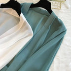 Beach Vacation Summer Women Long Cover-Ups Korean Fashion Casual New Loose Sunscreen Shawl Oversized Solid Chiffon Cardigan Tops - Matrix Studios