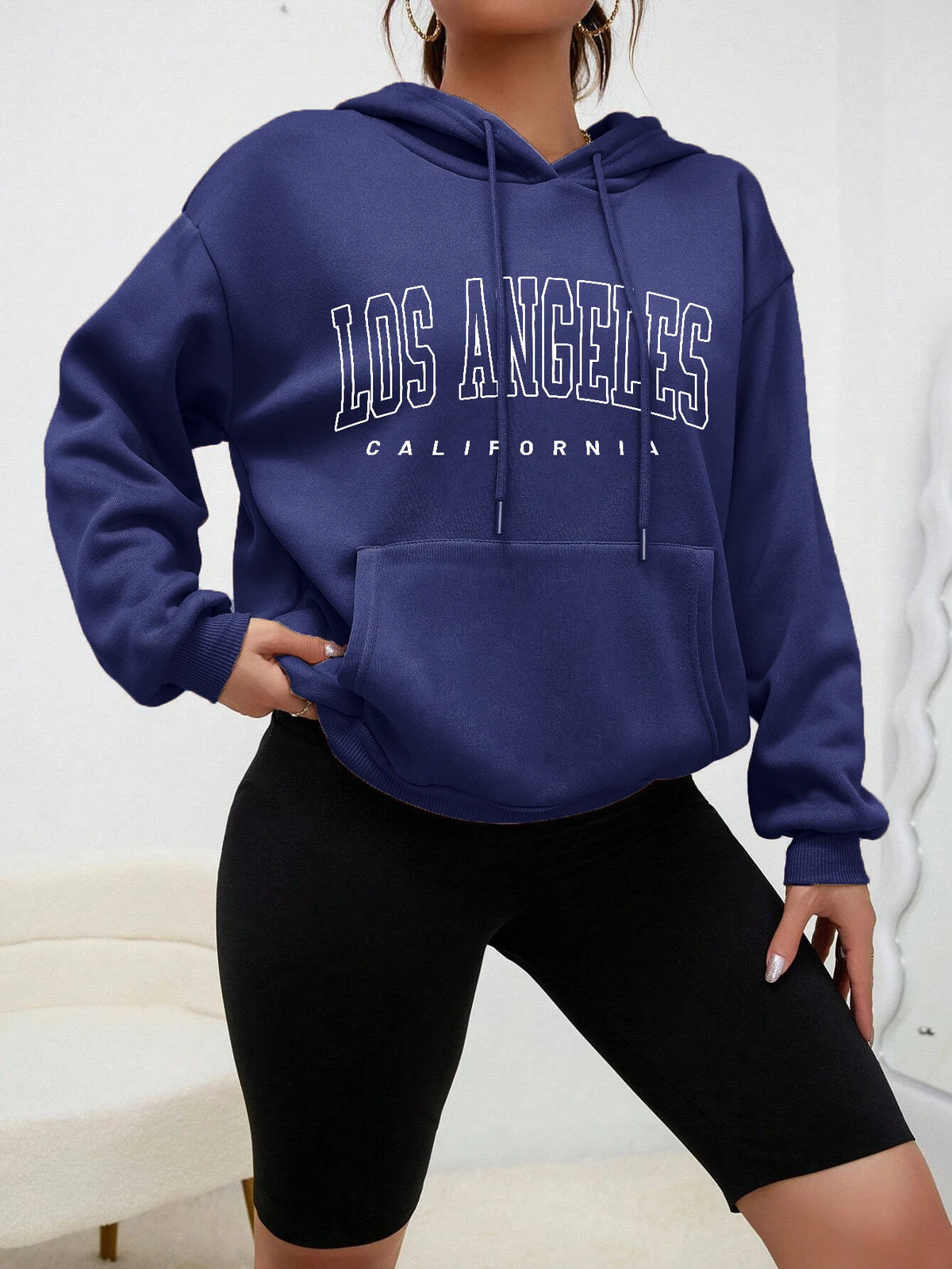 Los Angeles Art Letter Design Women Hoodies American Style Casual Hoody Autumn Hip Hop Female Hoodie Casual Fleece Clothing - Matrix Studios