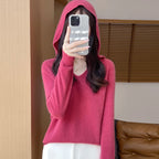 Women Autumn Winter Clothing Hooded Collar Pullover 100% Merino Wool Sweater New Fashion Cashmere Tops Bottoming Knitwear Soft - Matrix Studios