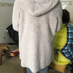 Women Autumn Winter Double-faced Fur Fleece Faux Fur Medium Style Hooded Warm Thick Coat Casual Solid Long-sleeved Fur Overcoat - Matrix Studios