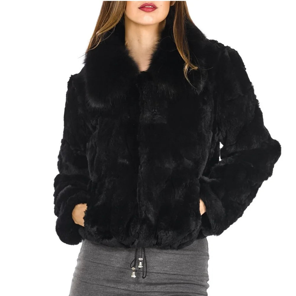 Fancy Rani Real Rabbit Fur Coat Women Winter Jacket Natural Leather And Fur Clothing Offer Female On - Matrix Studios