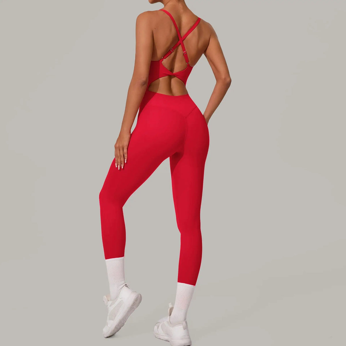 Sexy Hollow Cross Backless Sporty Tight Jumpsuit Woman Sportswear Summer One Pieces Outfit Gym Fitness Overalls Yoga Jump Suit - Matrix Studios