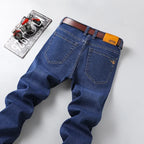 Plus Size 42 44 46 Spring Autumn Men's Fashion Casual Jeans Black Blue Classic Business Straight Elasticity Brand Denim Trousers - Matrix Studios
