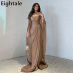 Eightale 2025 Brown Mermaid Maxi Evening Dress With Cape For Wedding Party Formal Prom Dress Dubai Party Gown Customized - Matrix Studios