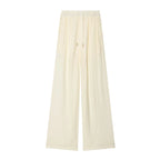 Autumn new women's loose and simple V-neck long sleeved shirt with elastic waist and wide leg pants set - Matrix-studios.com
