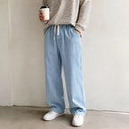 2026 New Streetwear Loose Jeans Men Korean Style Fashion Loose Straight Wide Leg Pants Men's Brand Clothing Black Light Blue - Matrix Studios
