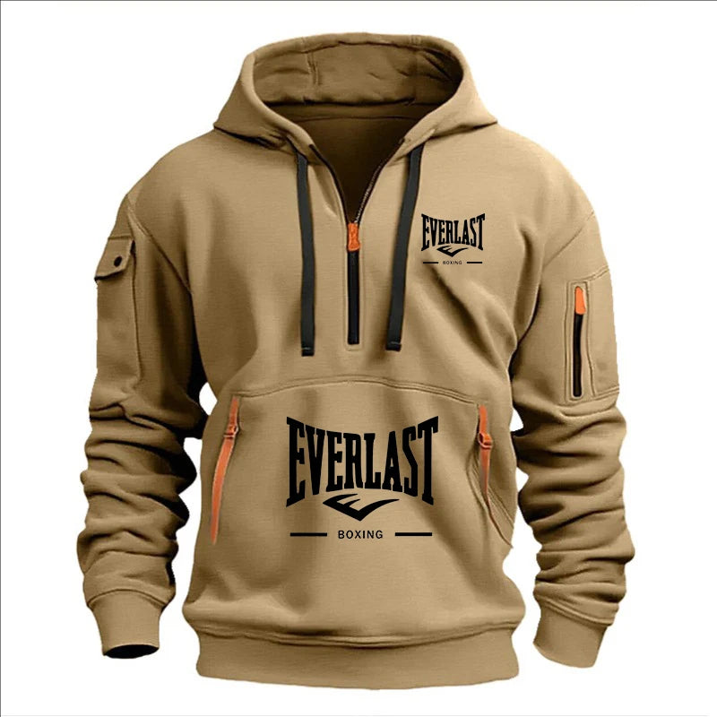 Fashion autumn and winter men's brand clothing multi-zipper design printed hoodie casual sweatshirt loose hooded jumper - Matrix Studios