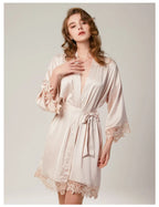 Bridesmaid Lace Robes Bridal Party Wedding Dressing Gown Kimono For Women Peignoirs Peignoir Champagne Bathrobes Novia Gown 2022 - Matrix-studios.com