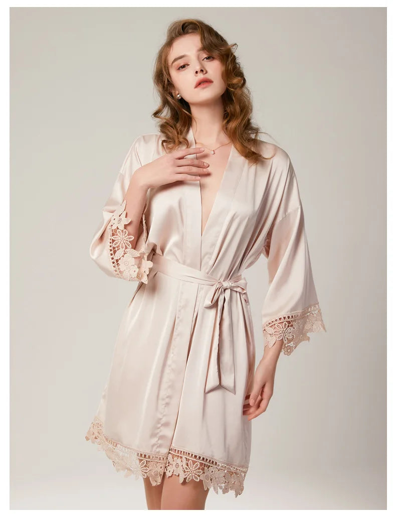 Bridesmaid Lace Robes Bridal Party Wedding Dressing Gown Kimono For Women Peignoirs Peignoir Champagne Bathrobes Novia Gown 2022 - Matrix-studios.com