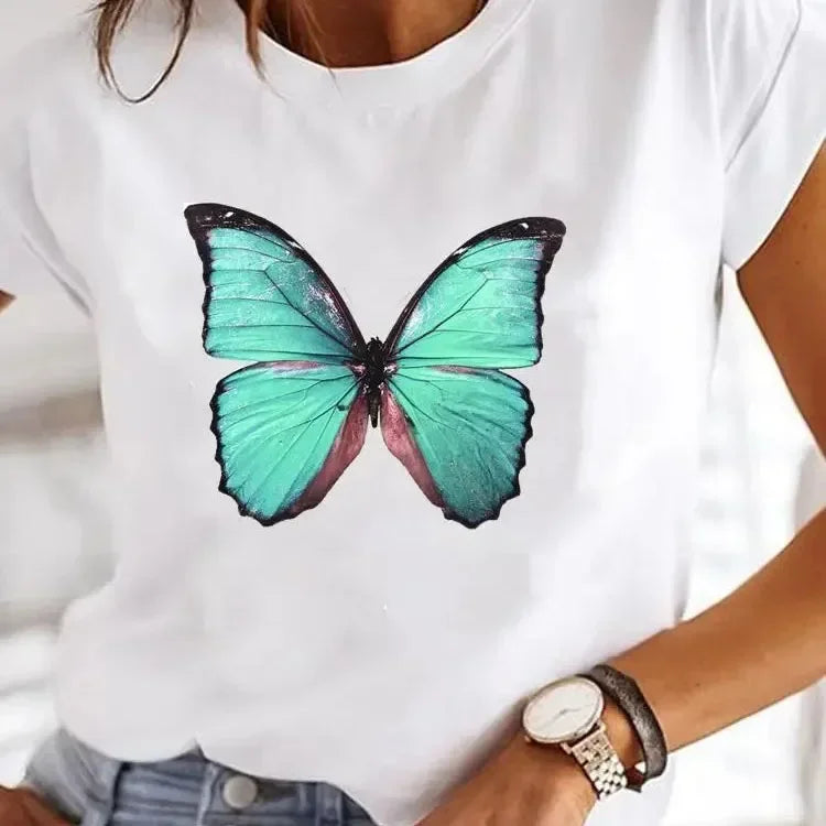 Y2k Love Heart Print Women Summer T Shirt Girl O Neck Funny Y2K Tops Tee Female 90s Casual Clothing - Matrix-studios.com