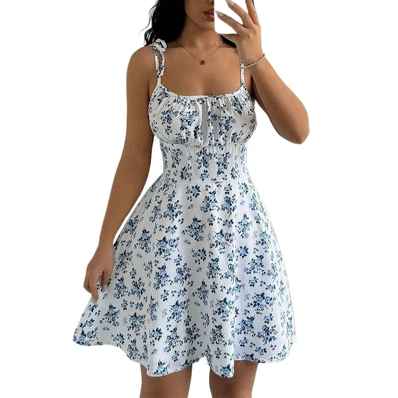Women's Summer Floral Spaghetti Strap Beach Short Dress,Womens Dresses,Woman Clothing,Woman Clothes,Sundress,New in Dress 2025 - Matrix-studios.com