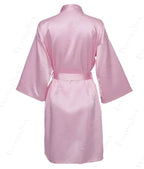Solid Satin Night Robe, Elegant Half Sleeve V Neck House Robe With Belt, Women's Sleepwear - Matrix-studios.com