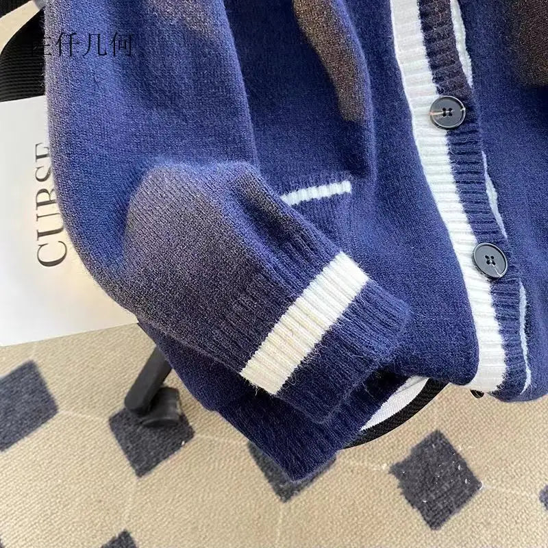 Sweet Sailor Collar Sweaters for Women 2025 New Loose College Style Cardigan Woman - Matrix Studios
