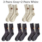 5/10 Pairs Socks Women Luxury Designer Cashmere Wool Sock Solid Warm Thick Pile Embroidered Logo Mid-Calf female Snow Boot Socks - Matrix Studios
