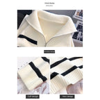 Sweater pullover women Spring and Autumn underwear 2023 New zipper stripe underlay short style popular premium sweater female - Matrix Studios