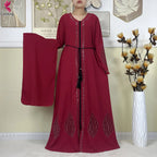 New Muslim Abayas For Women Long Sleeved Dress Dubai Lady Elegant Long Dress Islam Clothing African Abaya Loose Robe With Turban - Matrix-studios.com