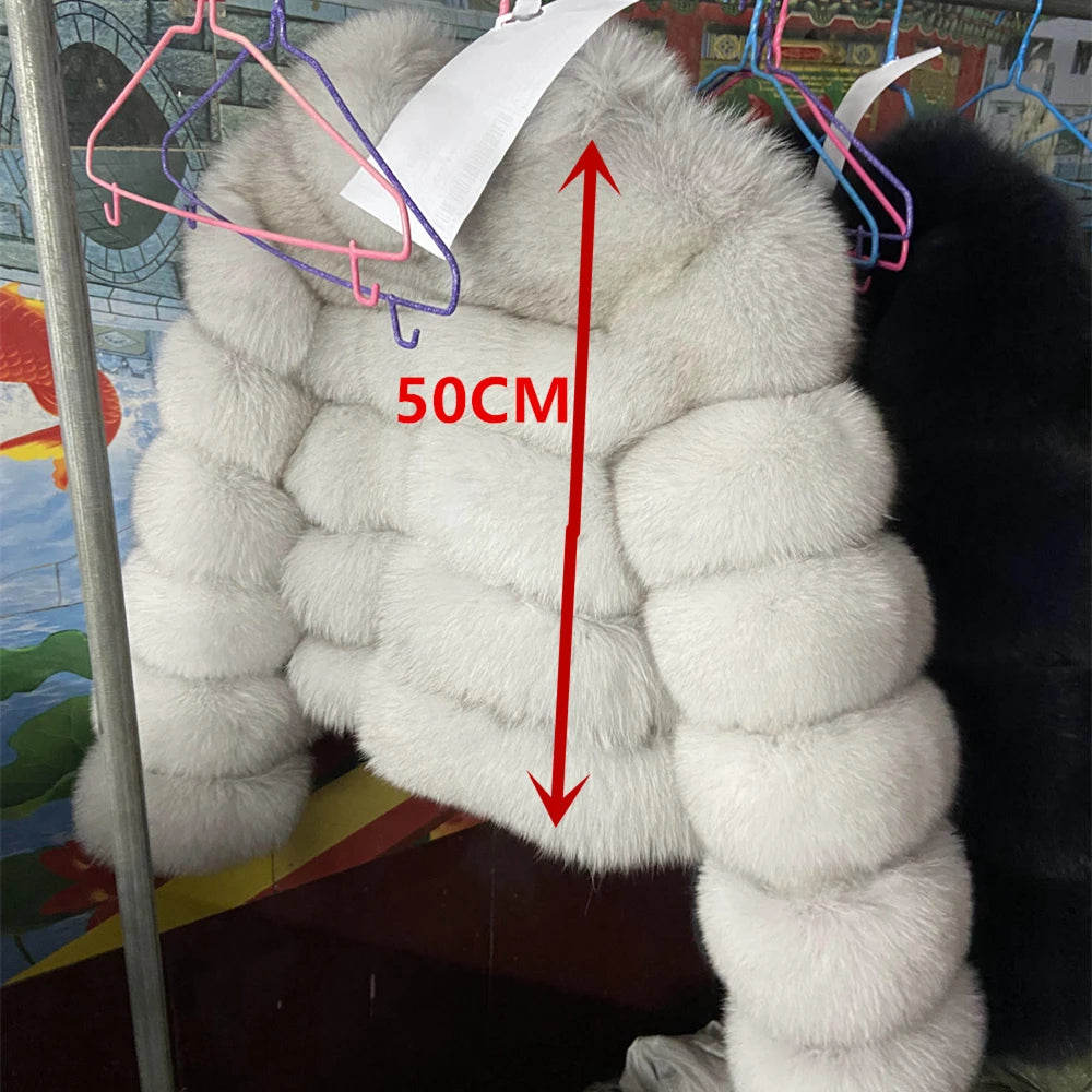 QUEENTINA Winter New Women's Cold Real Fox Fur Coat With Collar Especially Overcoat Leather Female Natural Plus Size 2023 Luxury - Matrix Studios