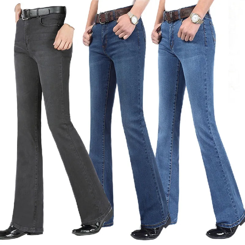 Men's Flare Jeans Mid-Rise Elastic Flare Jeans Fashion Men Flare Jeans Men's Denim Pants Multiple Color Size 26-40 - Matrix Studios