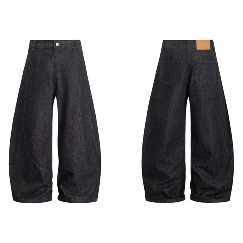 IEFB American Style Men Denim Pants Wide Legcurved Knife Jeans Men's Women's Trendy Loose Clean Fit High Street Trousers 9W2265 - Matrix Studios