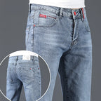 2024 New Men's Cotton Business Casual Skinny Jeans Trendy Fashionable Stretch Straight Slim Denim Trousers Male Blue Grey - Matrix Studios