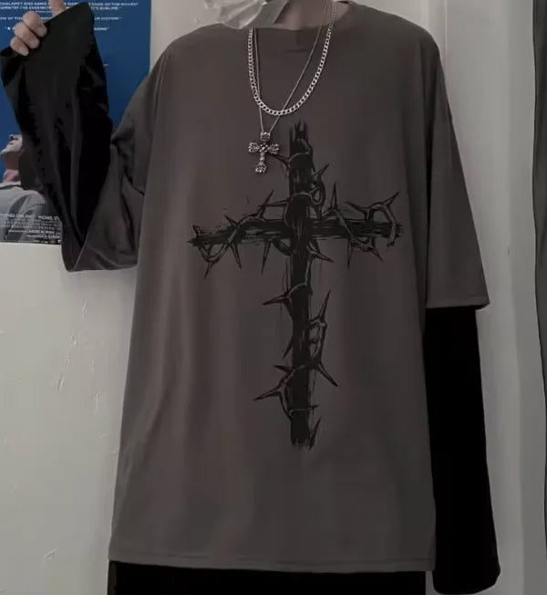 Men T Shirts Autumn Men Clothes Anime Casual Long Sleeved Oversized T-Shirt Harajuku Streetwear Academia Hip Hop Tee Top - Matrix Studios