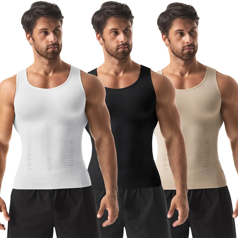Men's Tight Vest Solid Leisure Sports Fitness High Stretch Running Tank Top Round Neck Sleeveless T-Shirt Can Be Built Inside - Matrix Studios